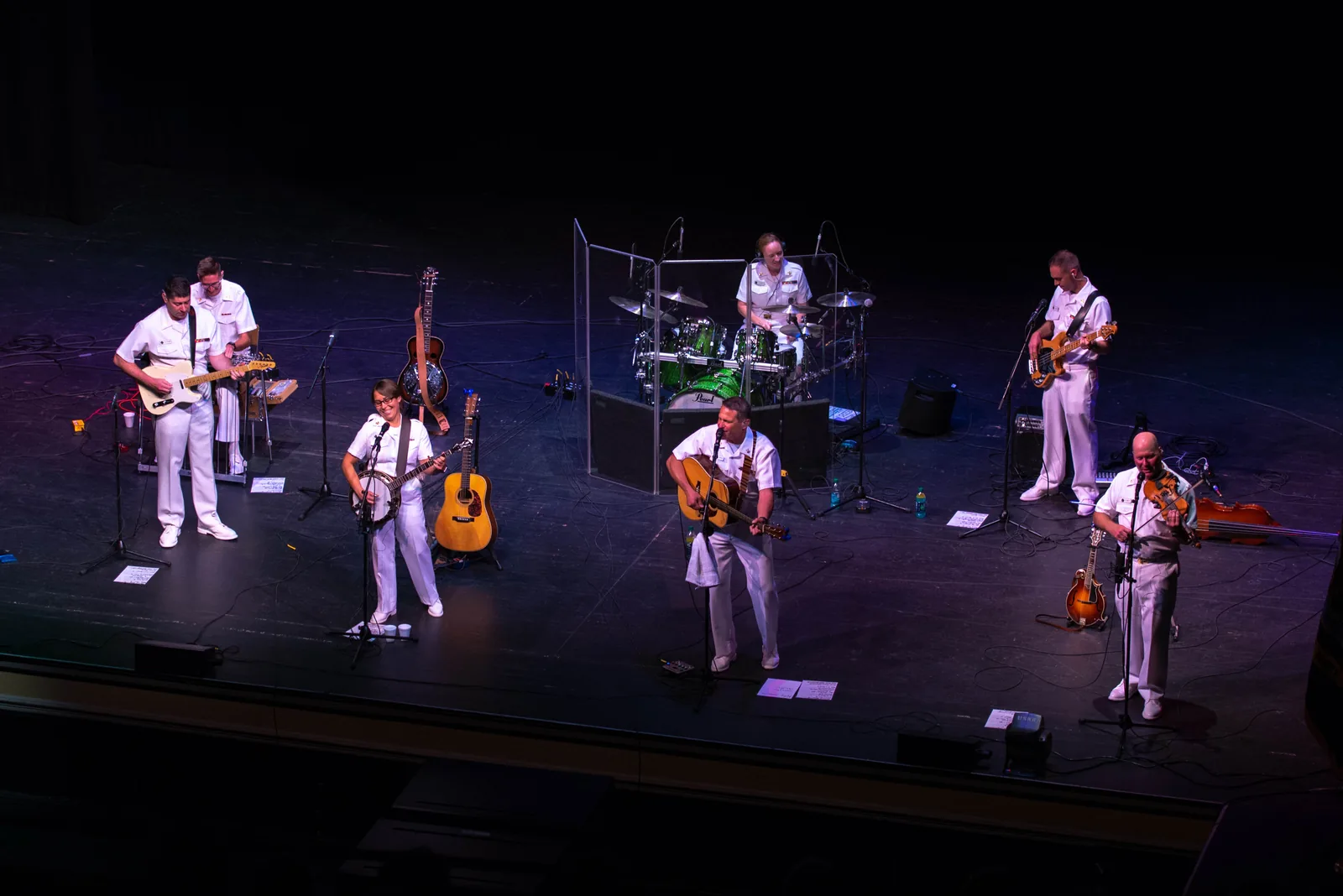 The U.S. Navy Band's Country Current performs on stage at the Saenger Theatre in Pensacola.