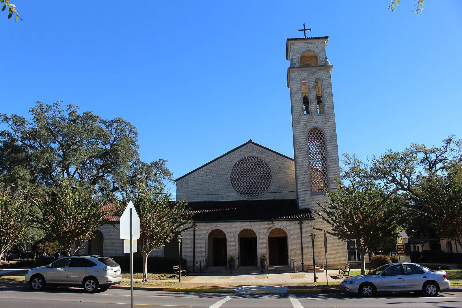 The Cathedral of the Sacred Heart, with its bell tower, in Pensacola's East Hill.