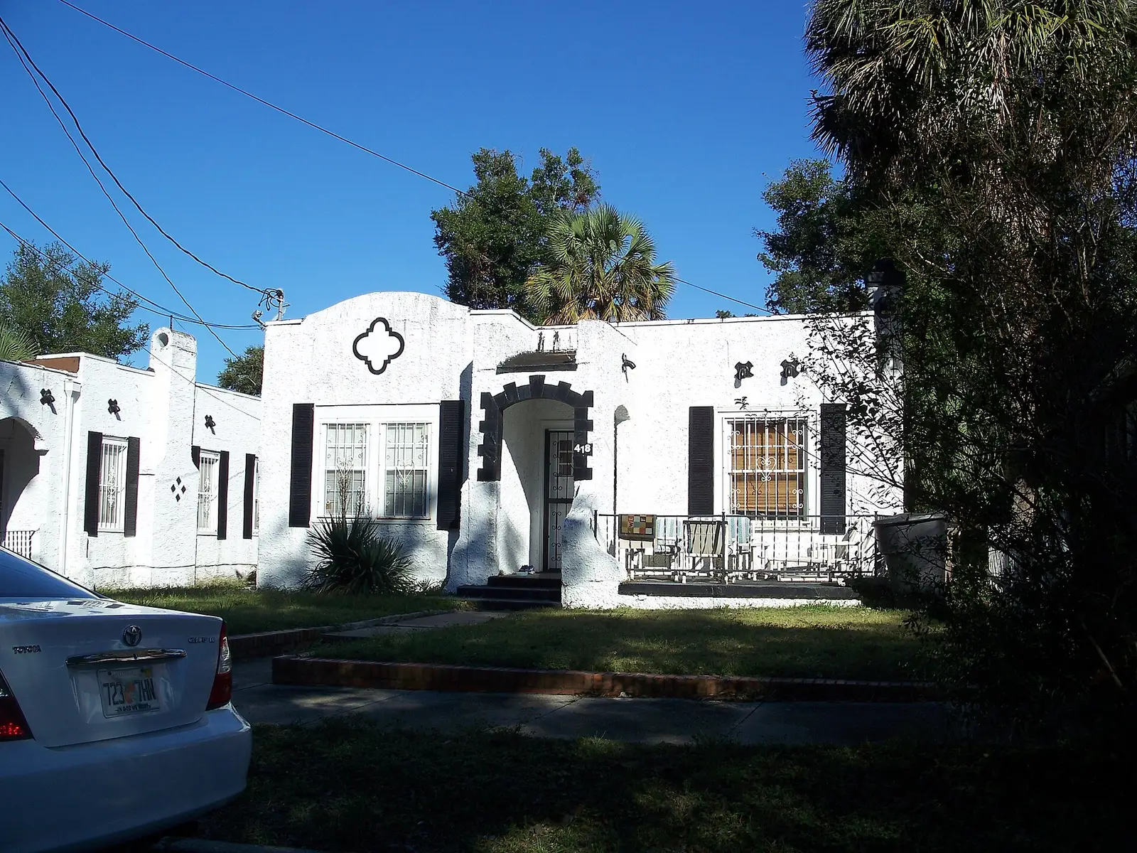 A white Spanish-style house in the North Hill Preservation District in Pensacola.